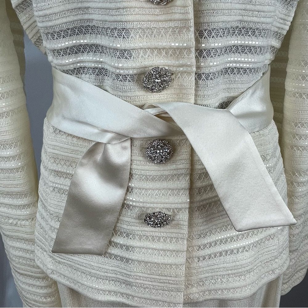 St John Evening Collection 2 Piece Blazer Skirt Tie/Button Front - Picture 5 of 16